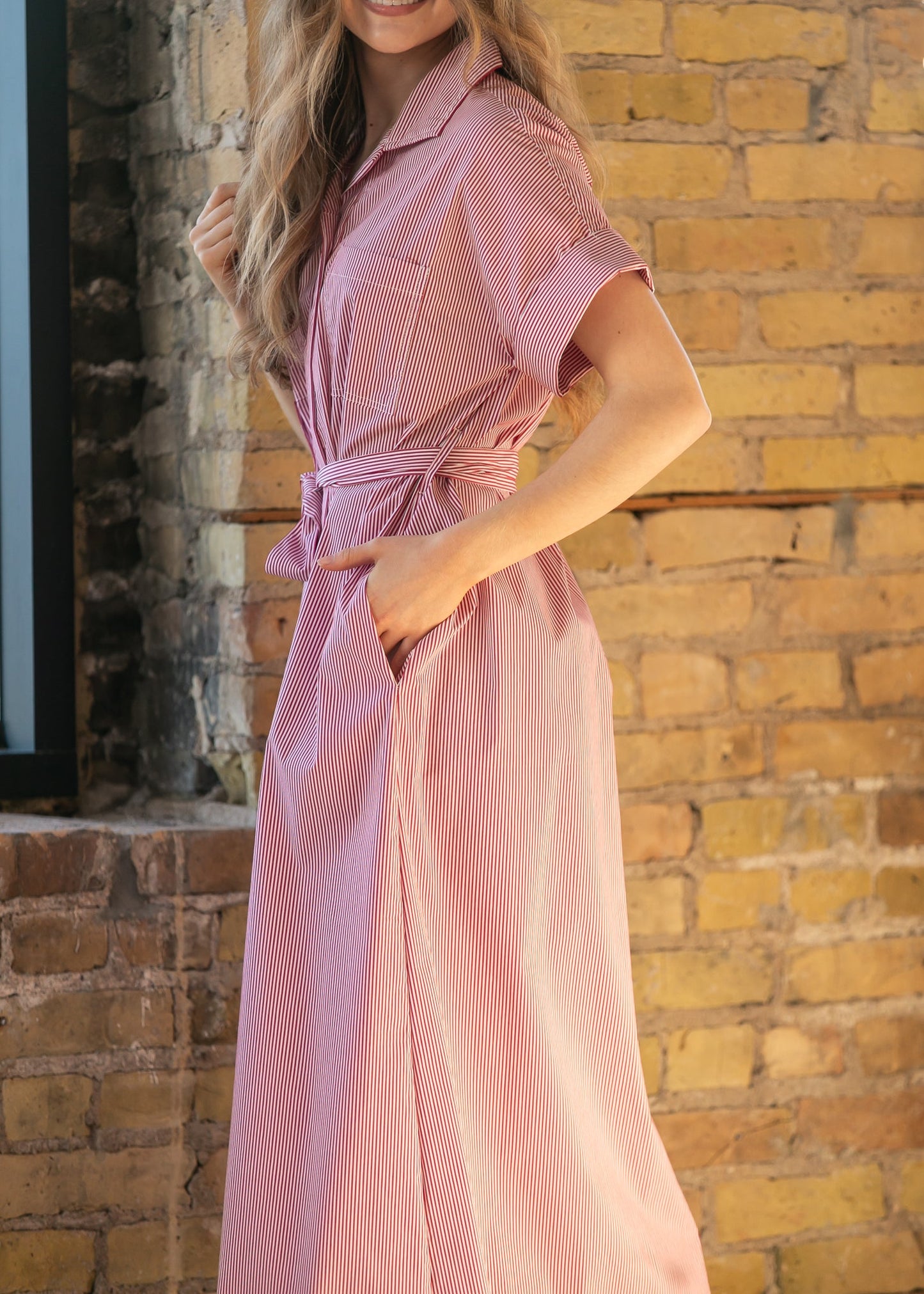 elan Red Striped Midi Dress FF Dresses