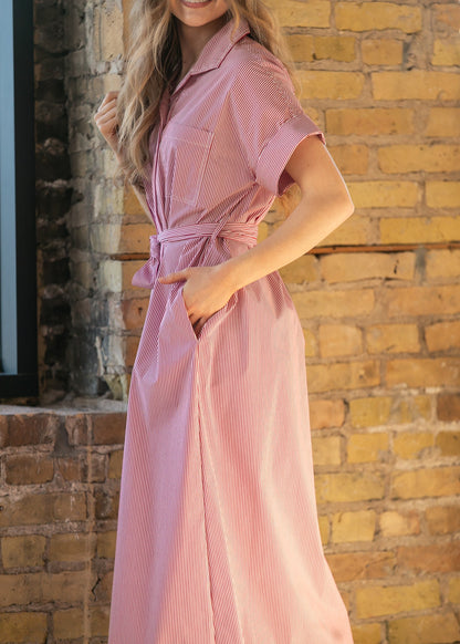 elan Red Striped Midi Dress FF Dresses