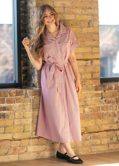 elan Red Striped Midi Dress FF Dresses