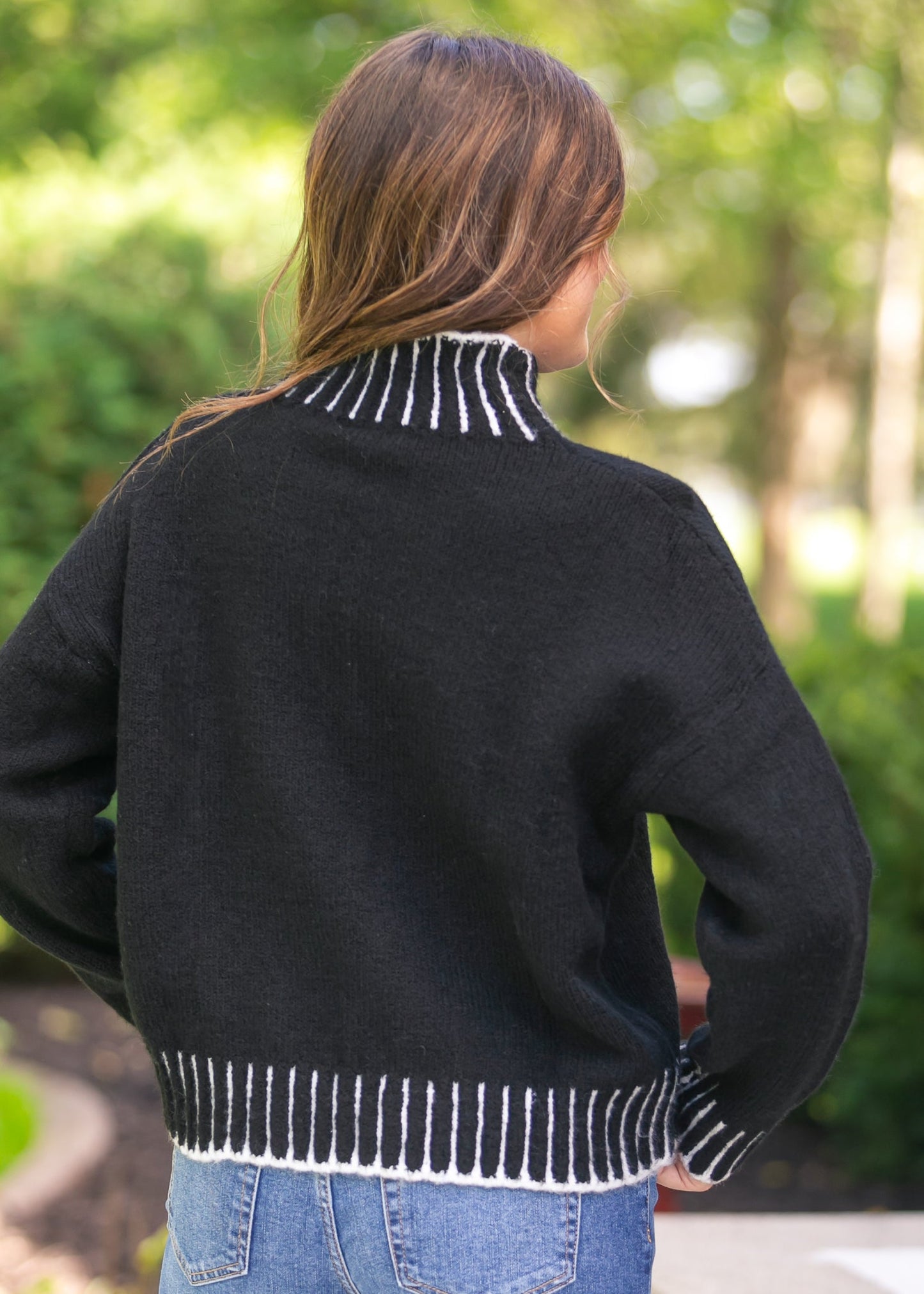 elan Stich Detail Turtleneck Sweater FF Tops
