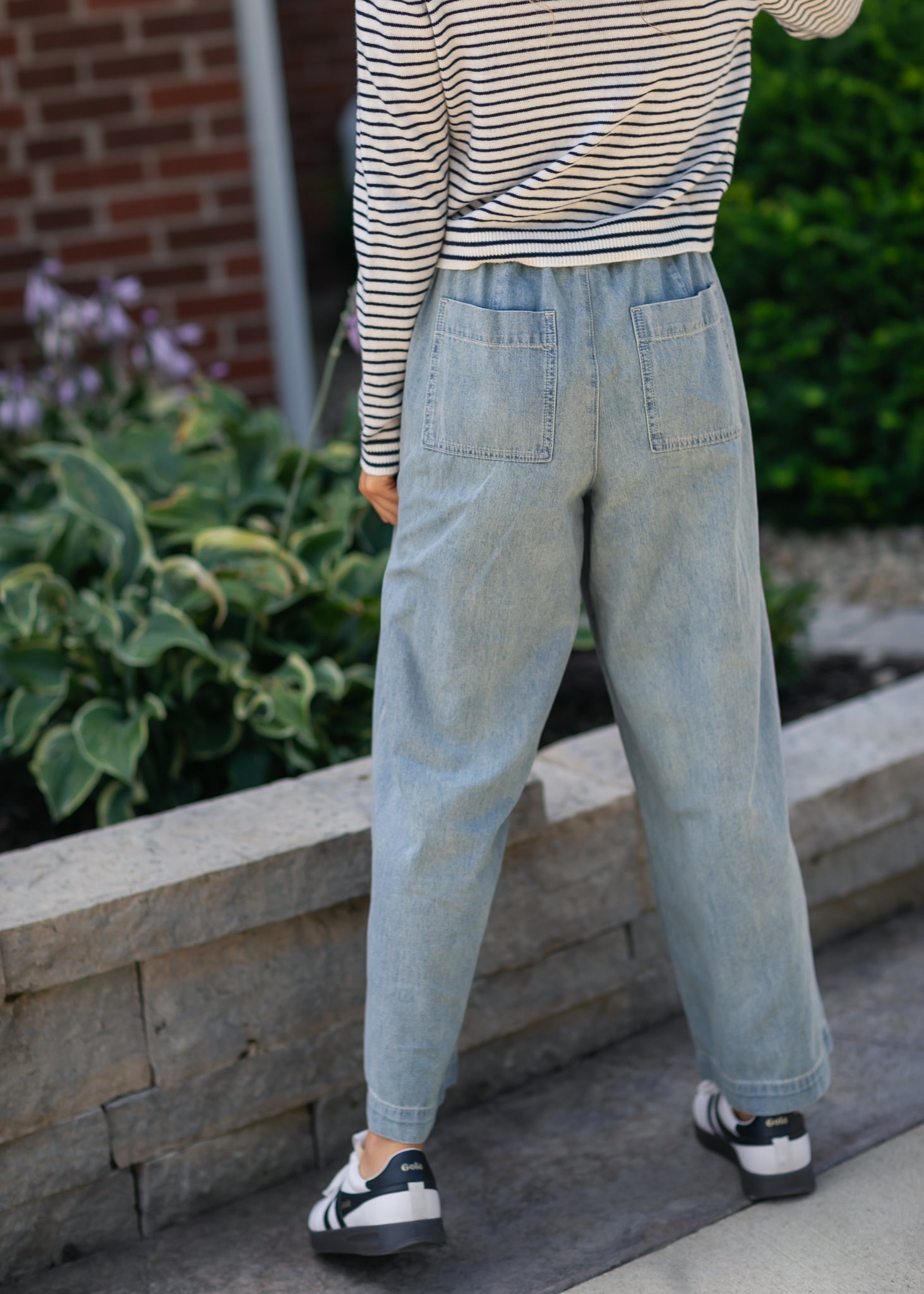 Elastic Waist Denim Pants FF Skirts