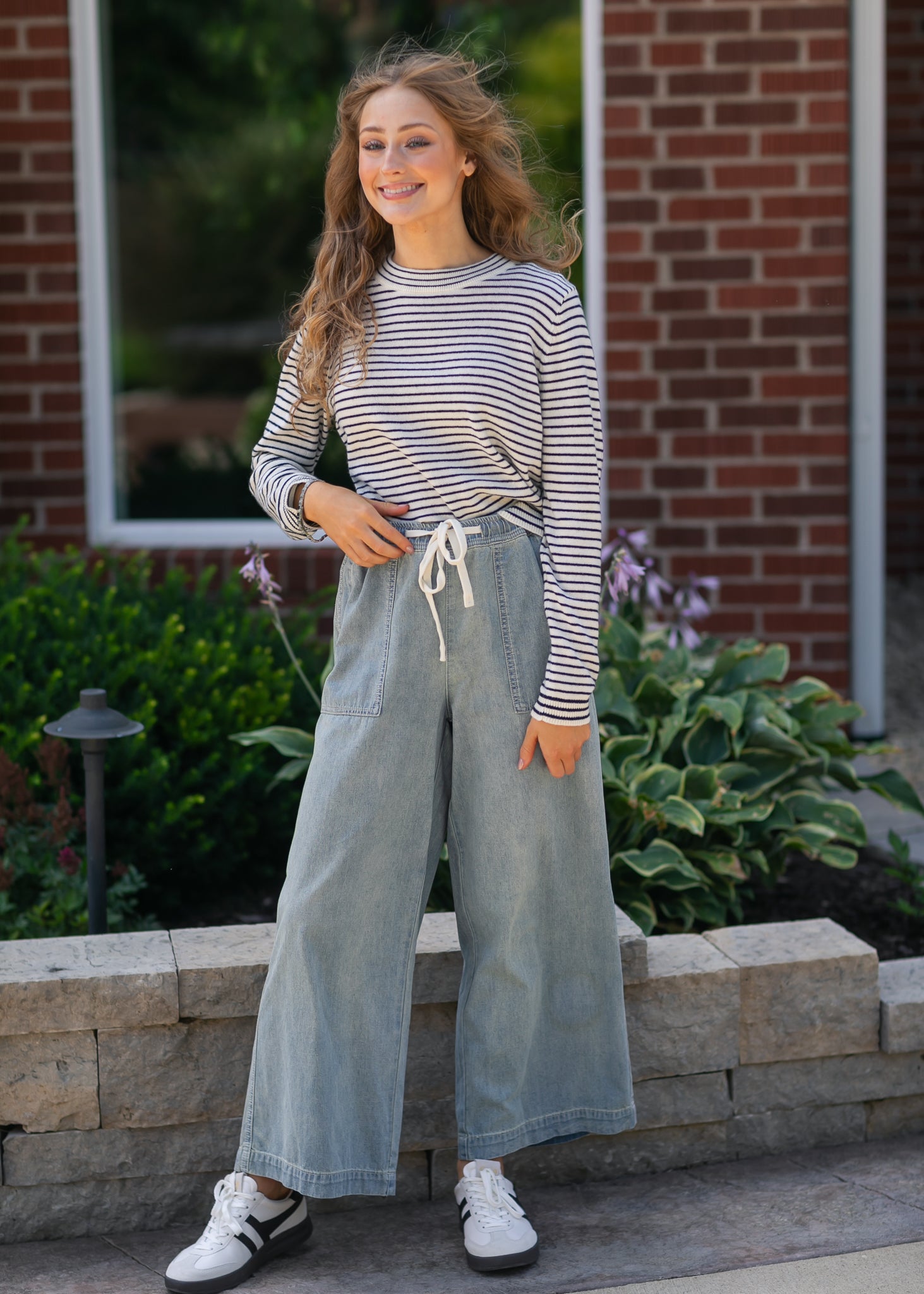 Elastic Waist Denim Pants FF Skirts