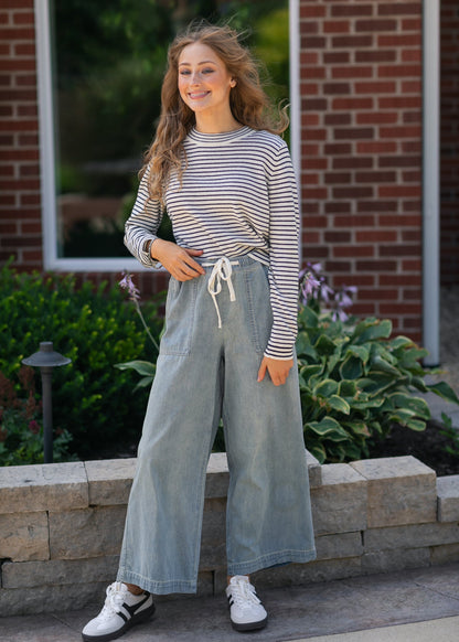 Elastic Waist Denim Pants FF Skirts