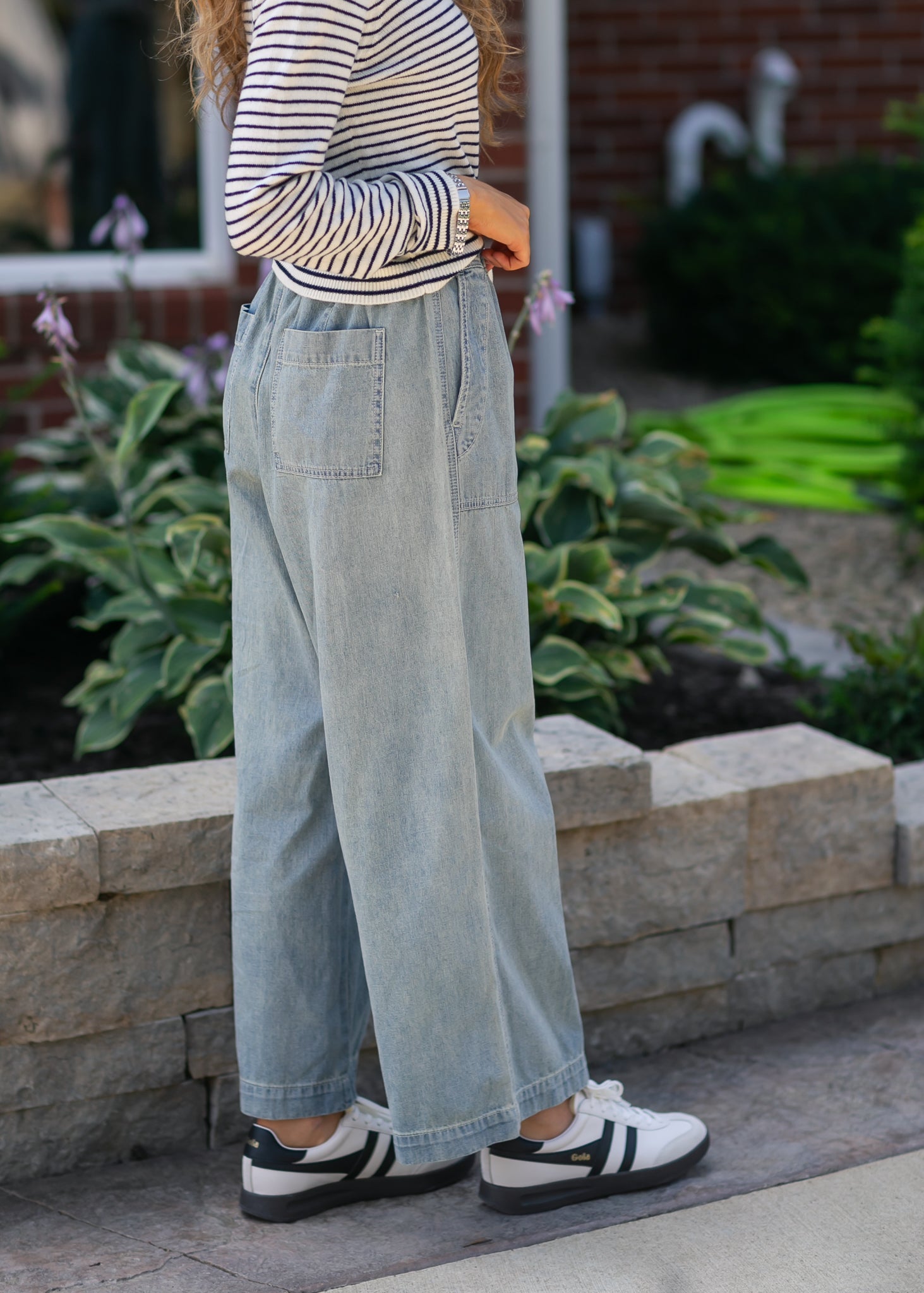 Elastic Waist Denim Pants FF Skirts