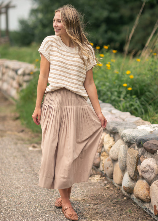 Elastic Waist Detailed Midi Skirt FF Skirts