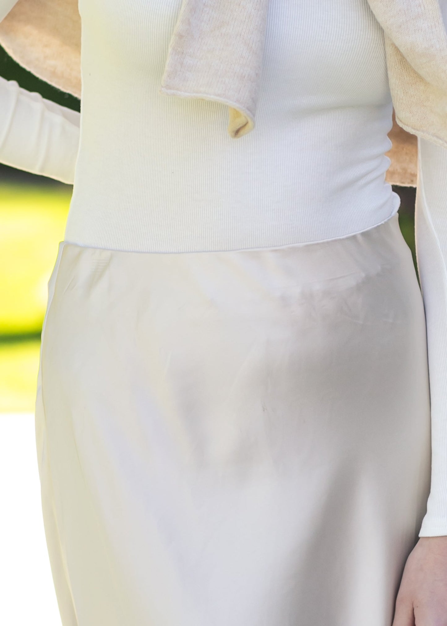 Elastic Waist Satin Maxi Skirt FF Skirts