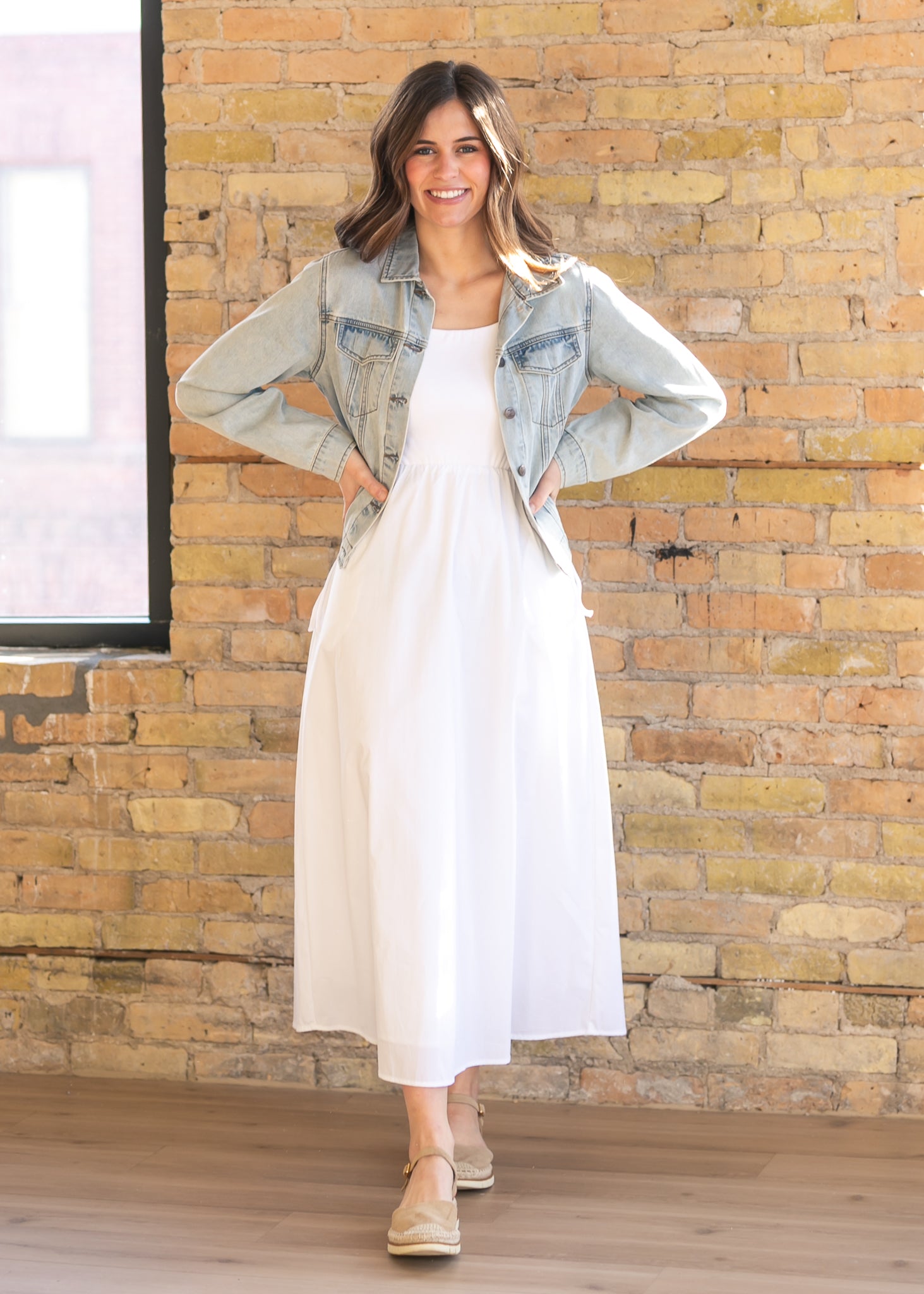 Eleanor White A-line Maxi Dress IC Dresses