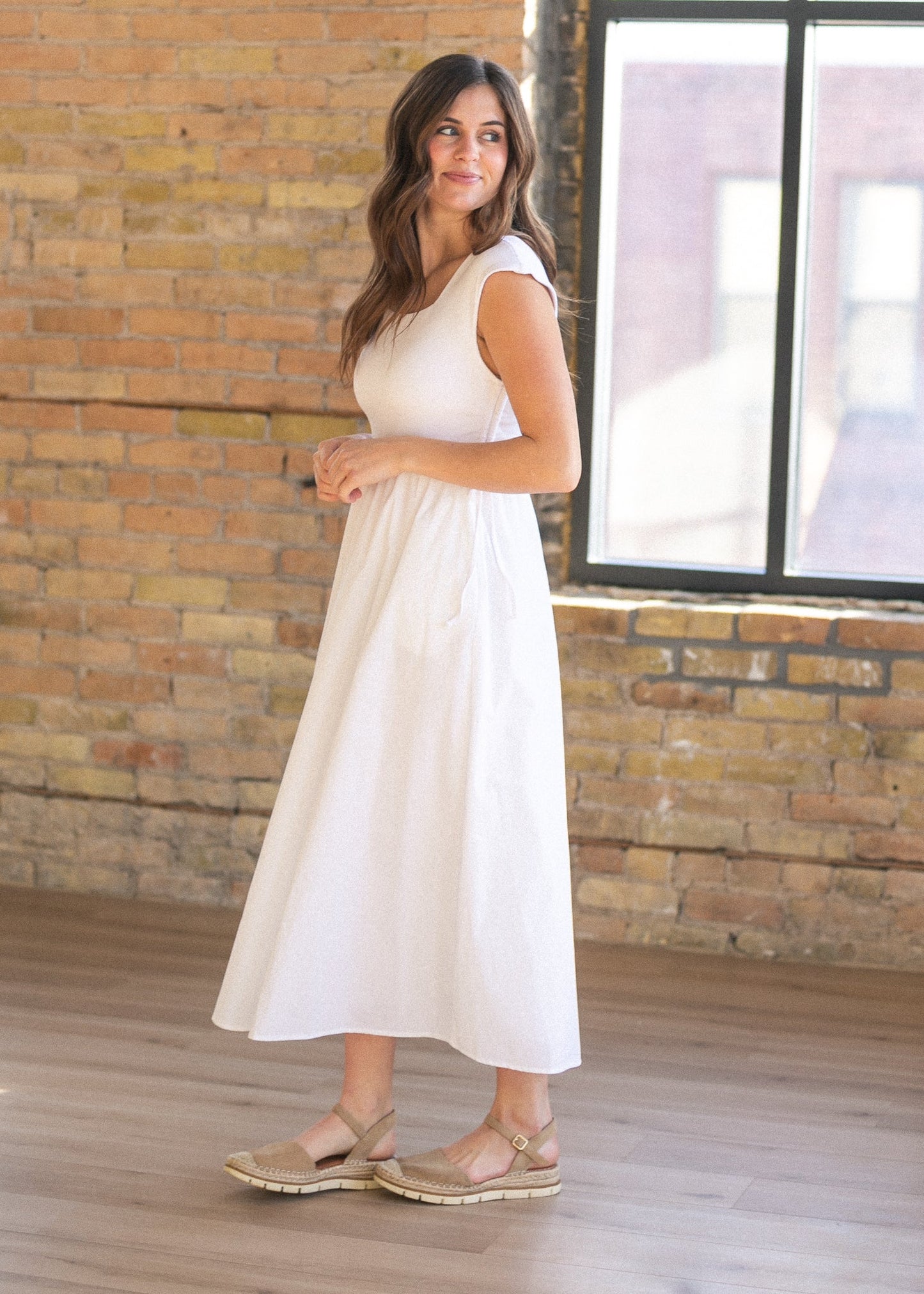 Eleanor White A-line Maxi Dress IC Dresses