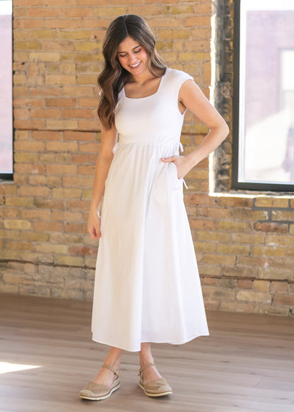 Eleanor White A-line Maxi Dress IC Dresses