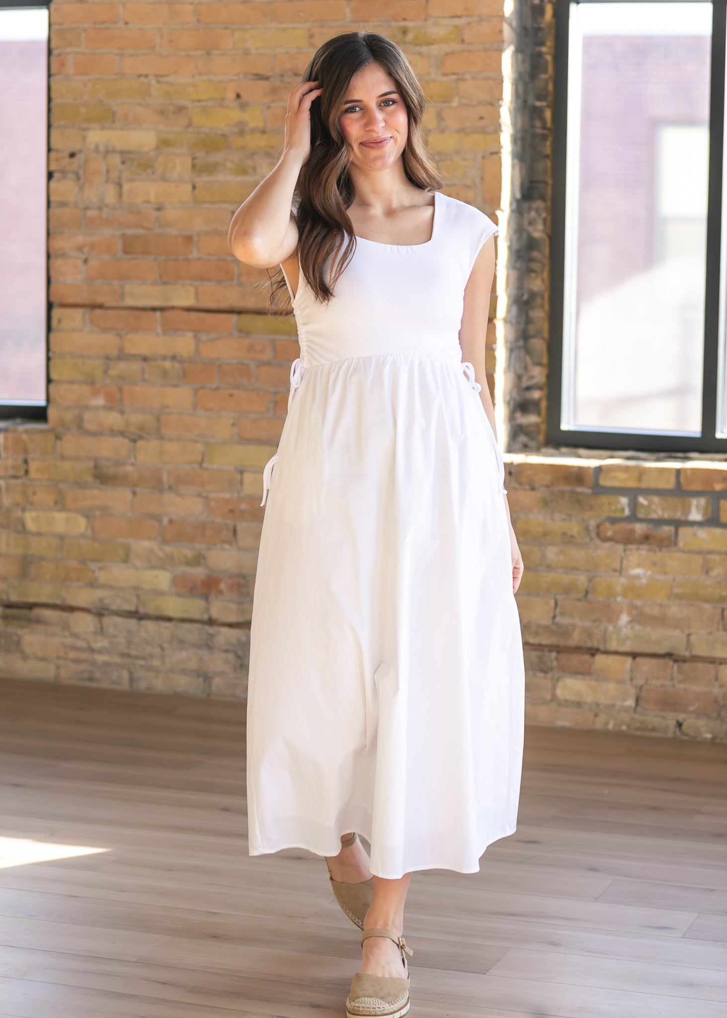 Eleanor White A-line Maxi Dress