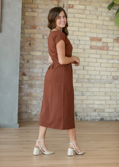 Elena Rust Boatneck Maxi Dress IC Dresses