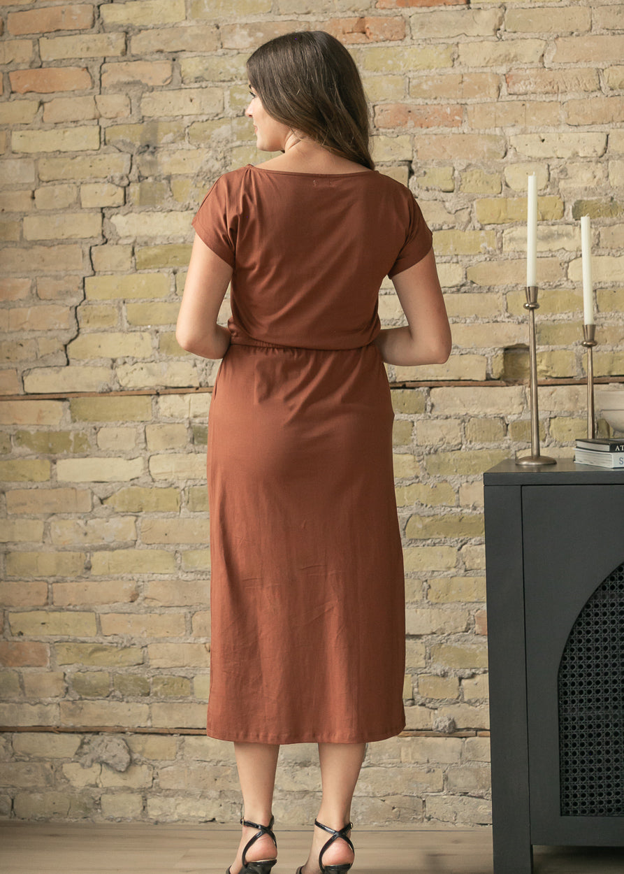 Elena Rust Boatneck Maxi Dress IC Dresses