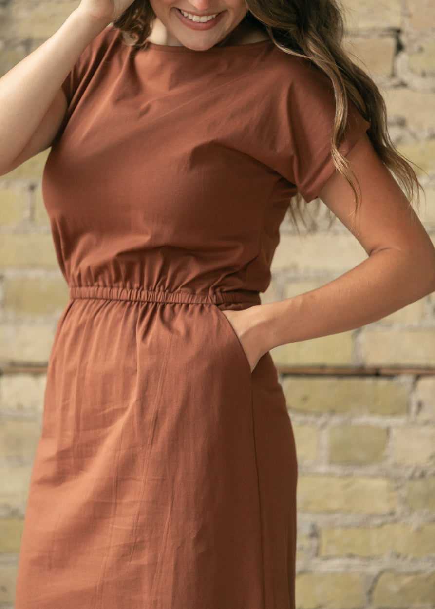 Elena Rust Boatneck Maxi Dress IC Dresses