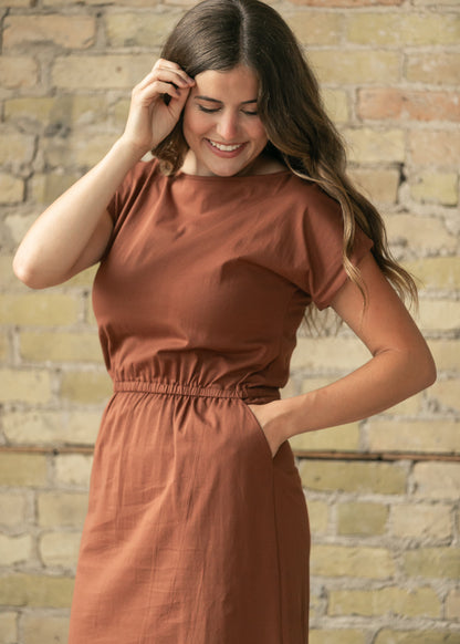 Elena Rust Boatneck Maxi Dress IC Dresses