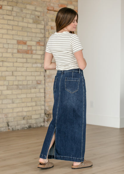 Elin Dark Wash Front Pocket Maxi Skirt IC Skirts