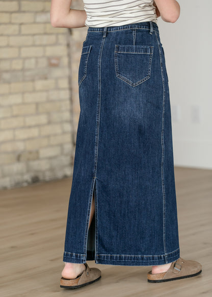 Elin Dark Wash Front Pocket Maxi Skirt IC Skirts