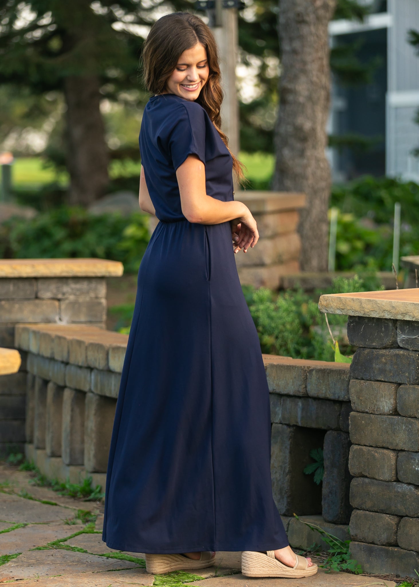 Ella Navy Cinched Waist Maxi Dress, Small