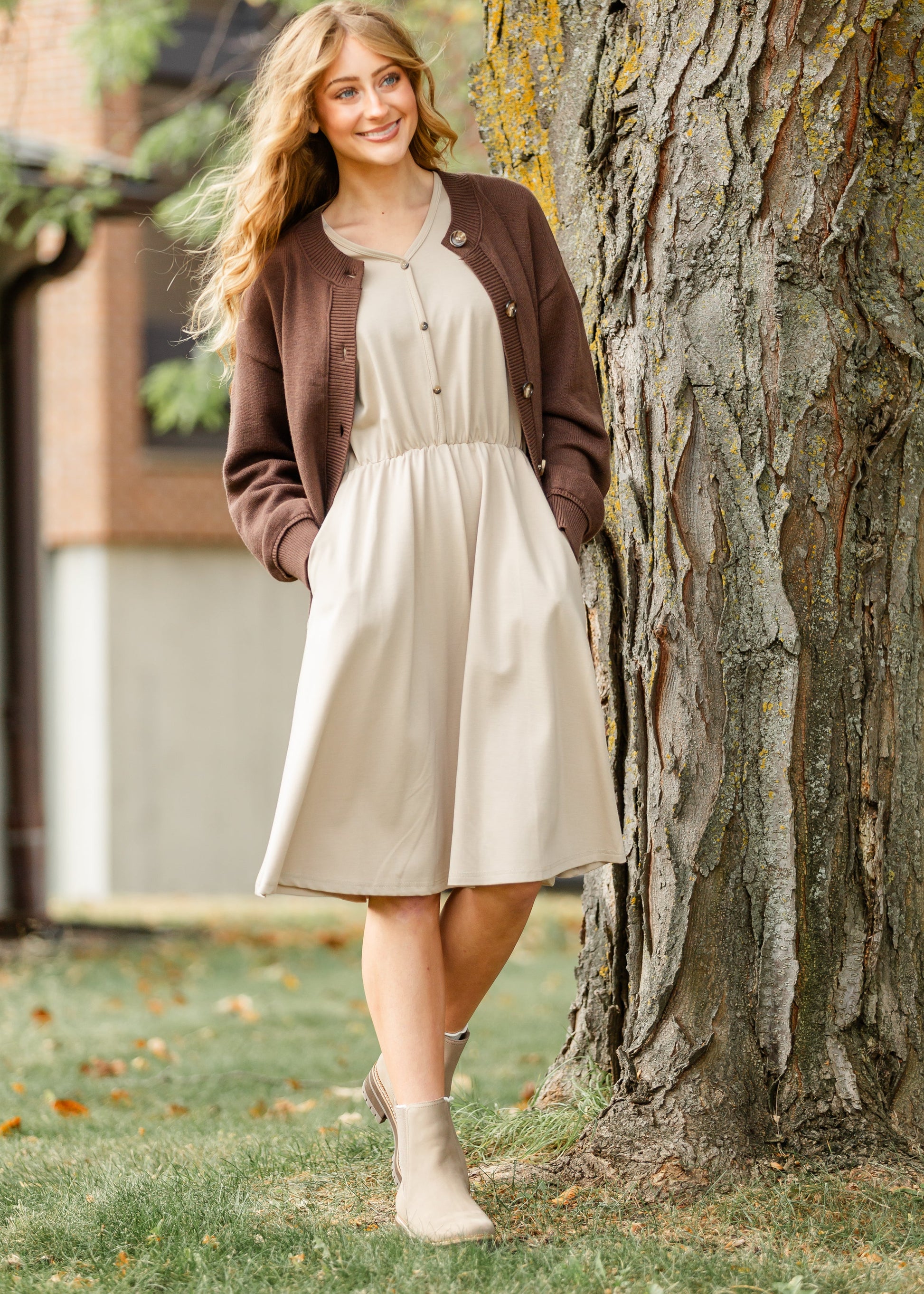 Ella Cinched Waist Midi Dress IC Dresses