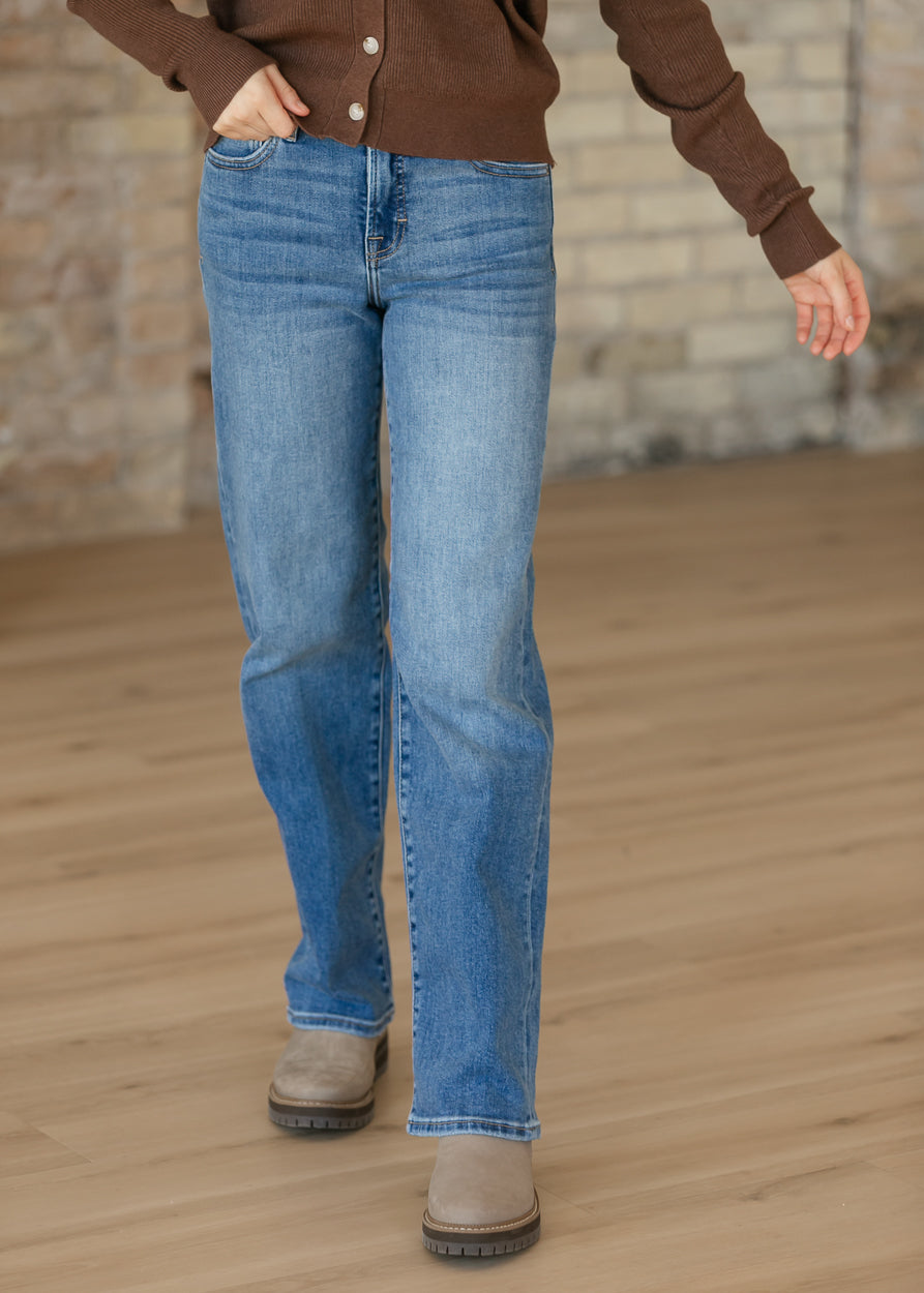 Ella Mid Rise Straight Fit 5-Pocket Jeans 31" FF Pants 24