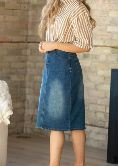 Elliot Dark Wash Denim Midi Skirt IC Skirts