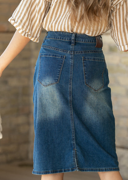 Elliot Dark Wash Denim Midi Skirt IC Skirts