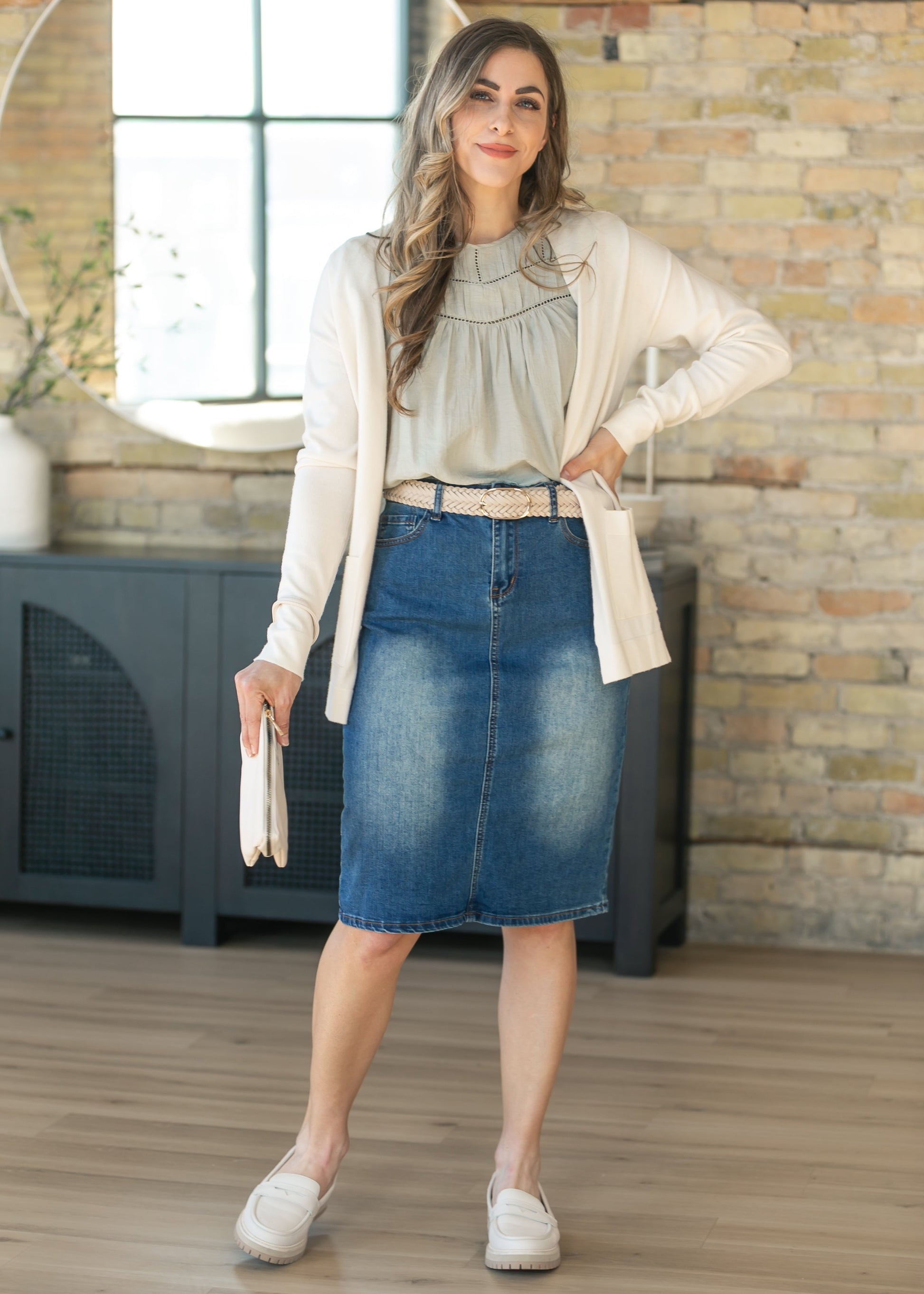 Elliot Dark Wash Denim Midi Skirt IC Skirts