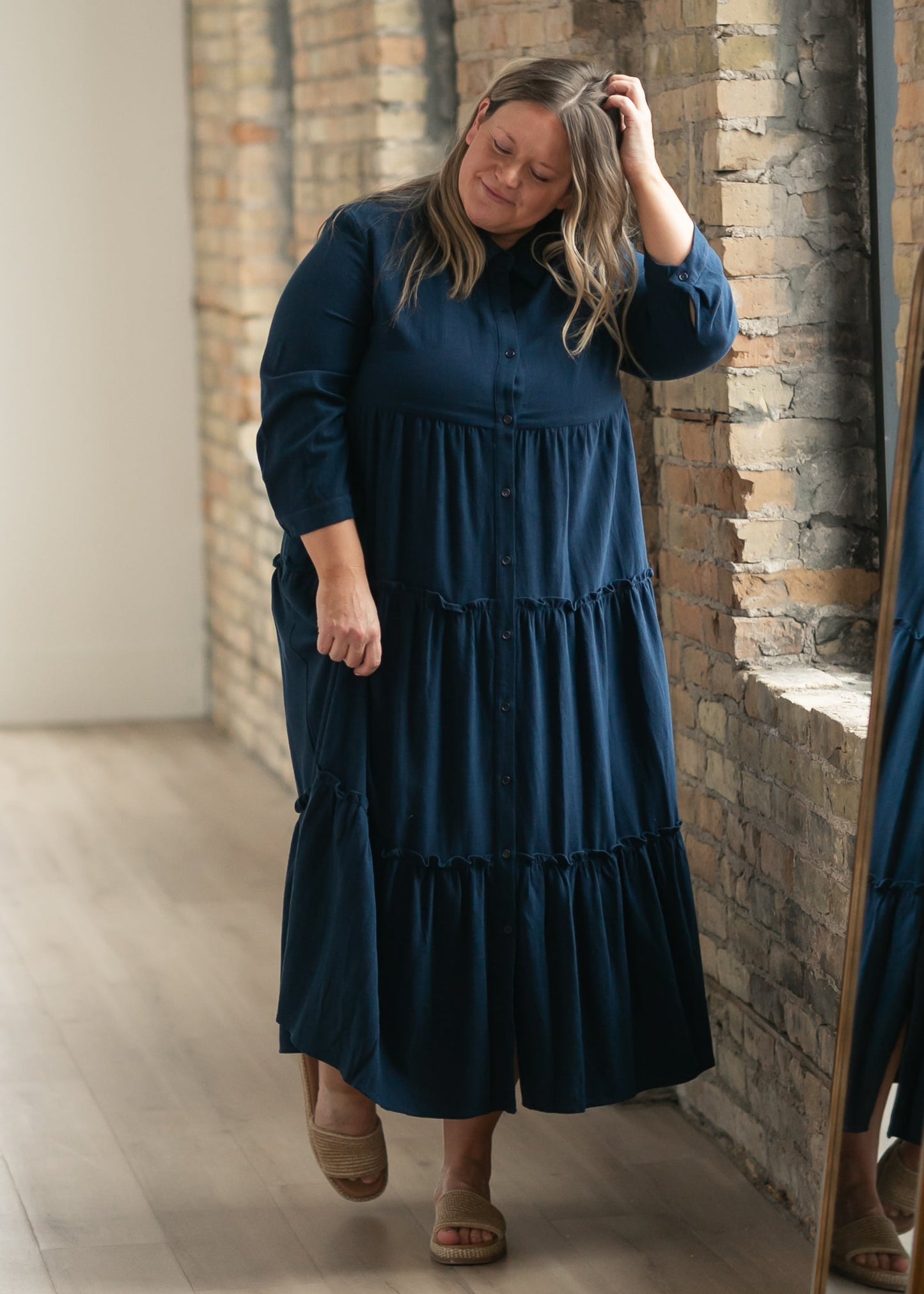 Elsie Button Front Midi Dress IC Dresses