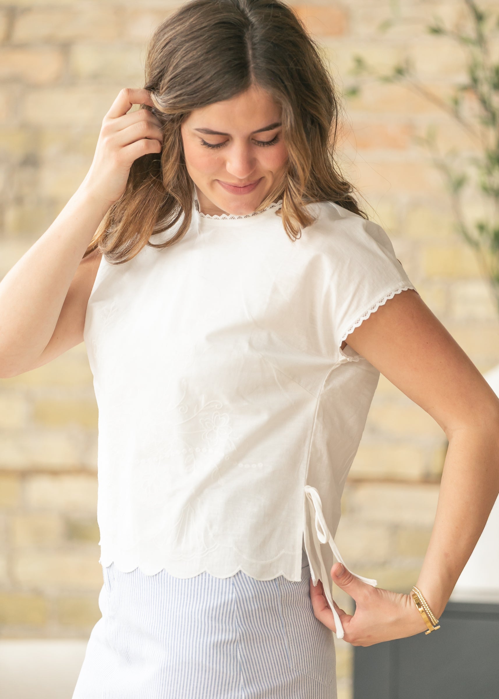 Embroidered Dolman Sleeve Top FF Tops