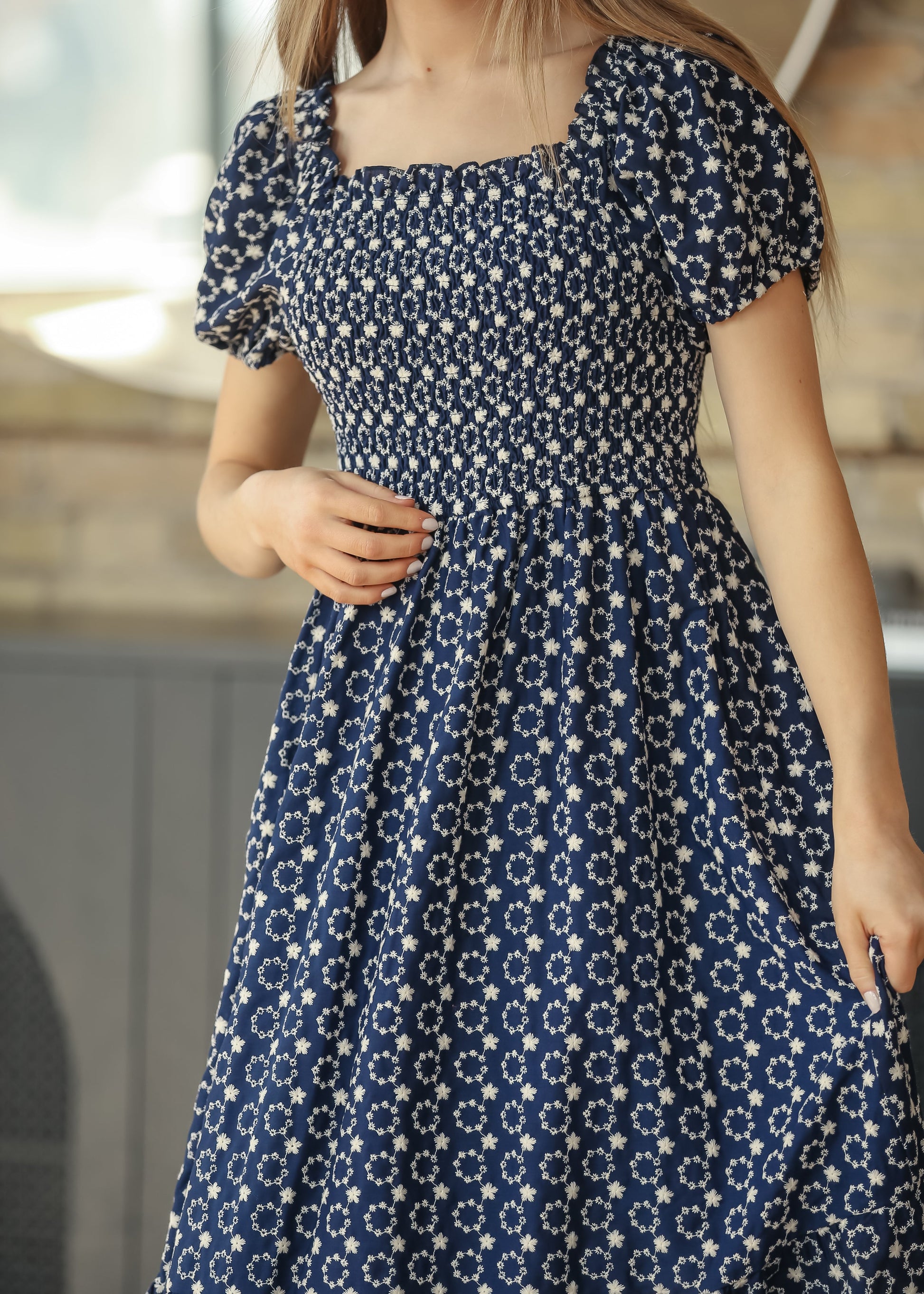 smocked embroidered dresses Bianca Embroidered Smocked Dress