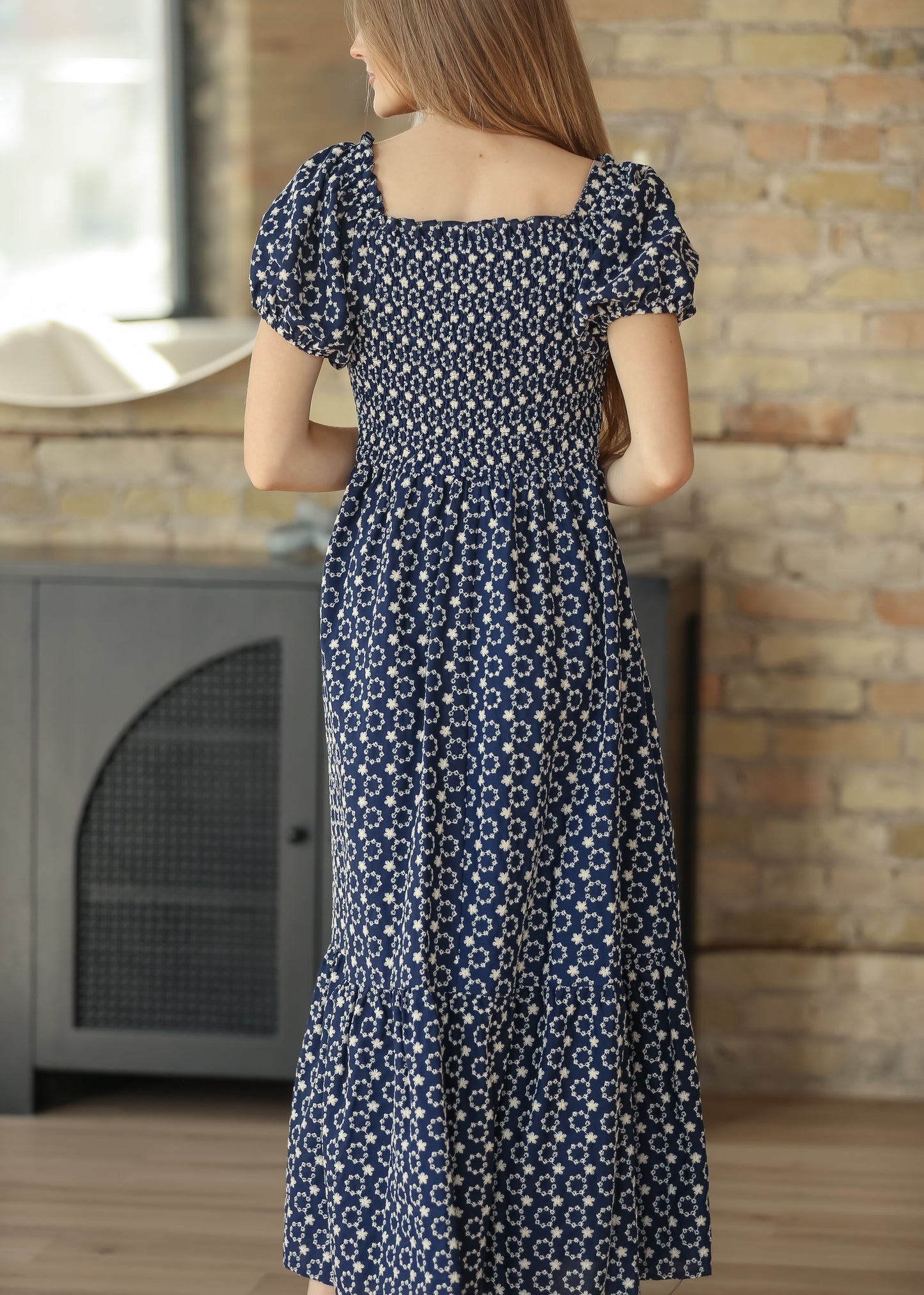 Embroidered Floral Smocked Maxi Dress FF Dresses