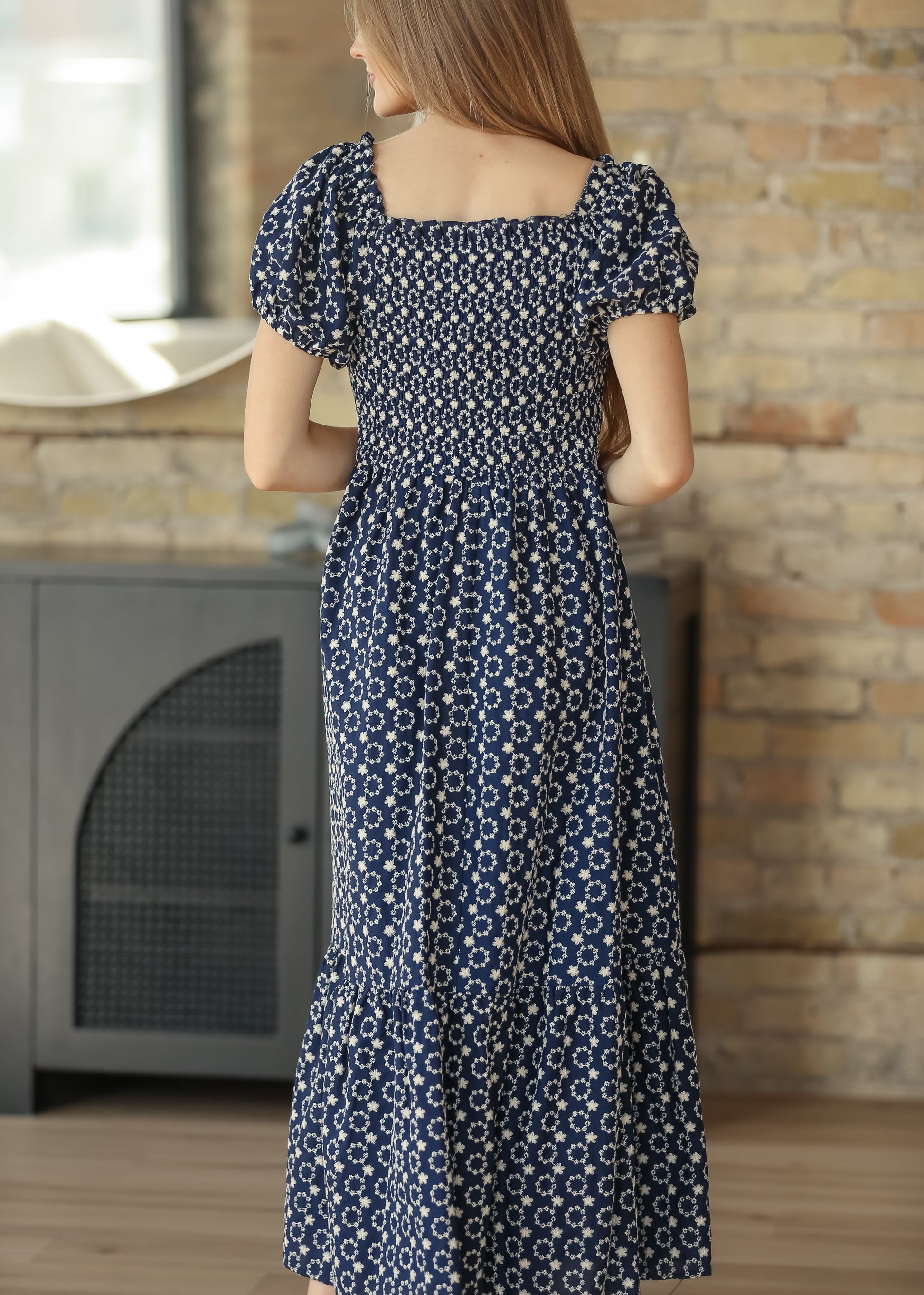 Embroidered Floral Smocked Maxi Dress FF Dresses