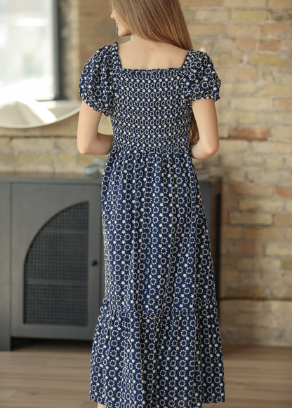 Embroidered Floral Smocked Maxi Dress FF Dresses