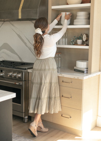 Embroidered Flowy Tiered Maxi Skirt FF Skirts