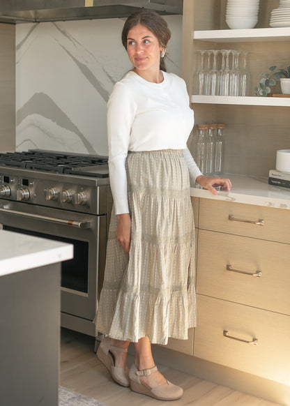 Embroidered Flowy Tiered Maxi Skirt FF Skirts