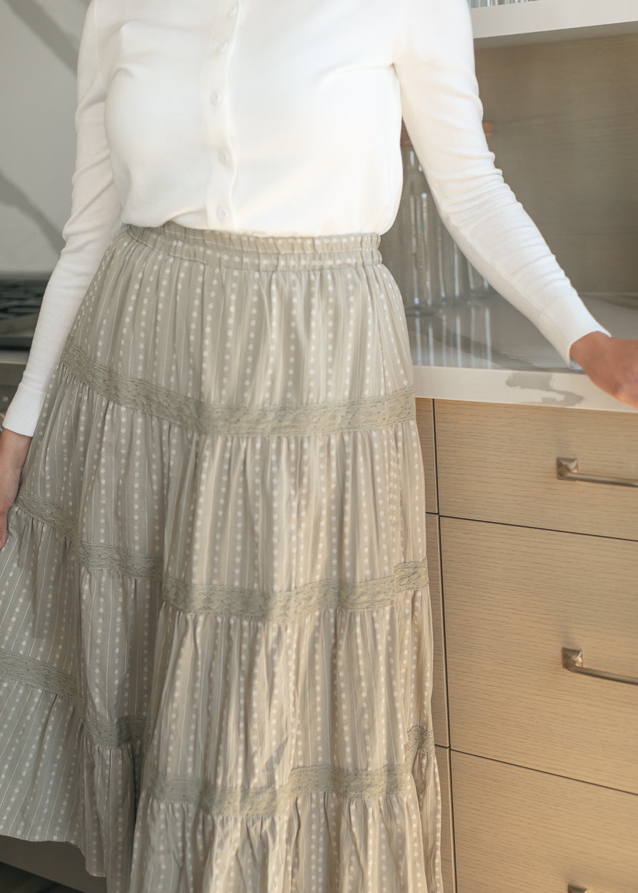 Embroidered Flowy Tiered Maxi Skirt FF Skirts S