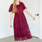 Embroidered Lace Midi Dress FF Dresses Burgundy / S
