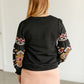 Embroidered Long Sleeve Crewneck Top FF Tops
