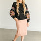 Embroidered Long Sleeve Crewneck Top FF Tops