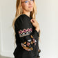 Embroidered Long Sleeve Crewneck Top FF Tops