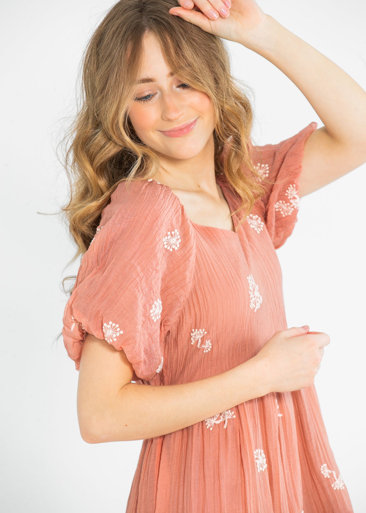 Embroidered Sweetheart Neck Tiered Dress FF Dresses