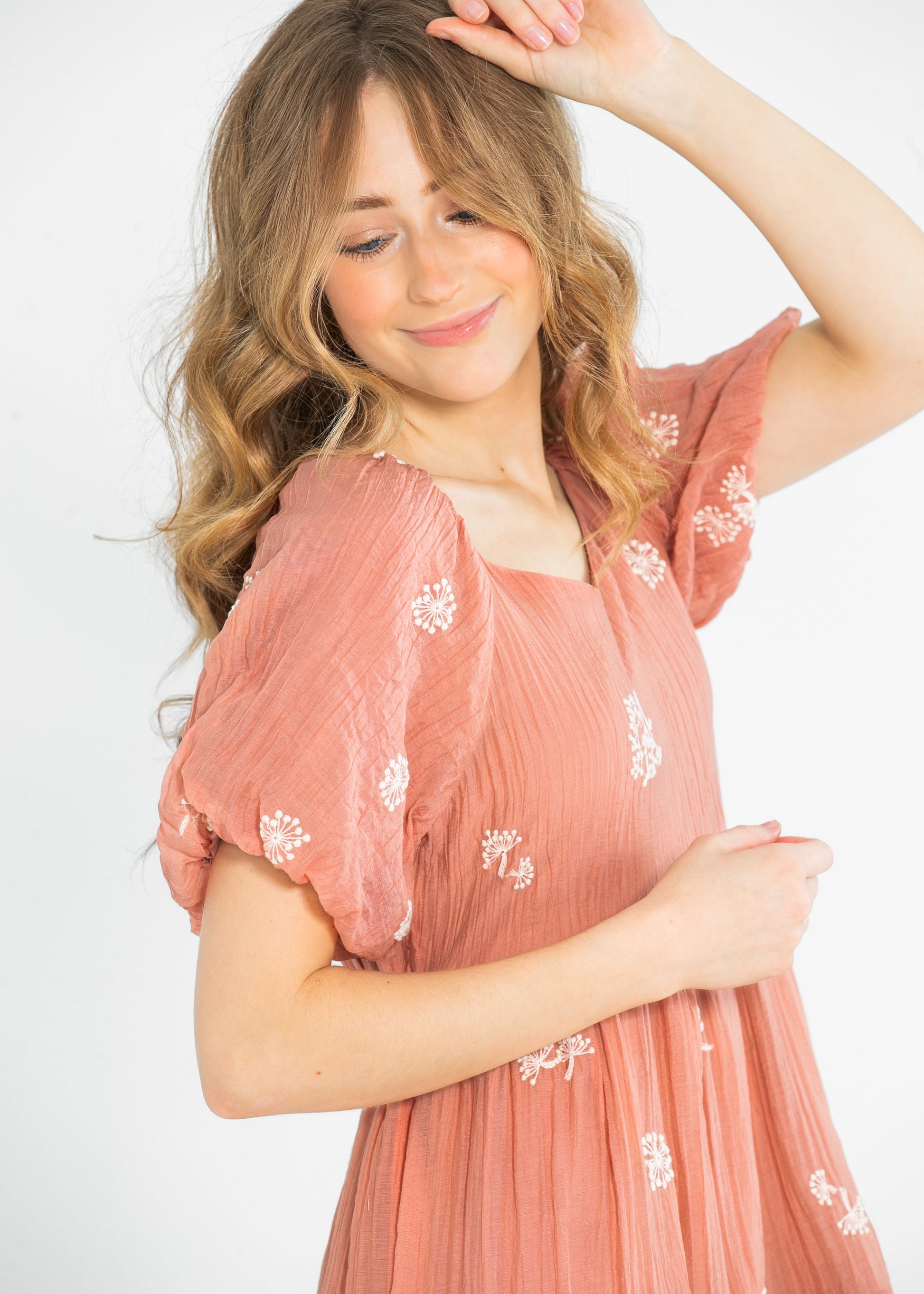 Embroidered Sweetheart Neck Tiered Dress FF Dresses