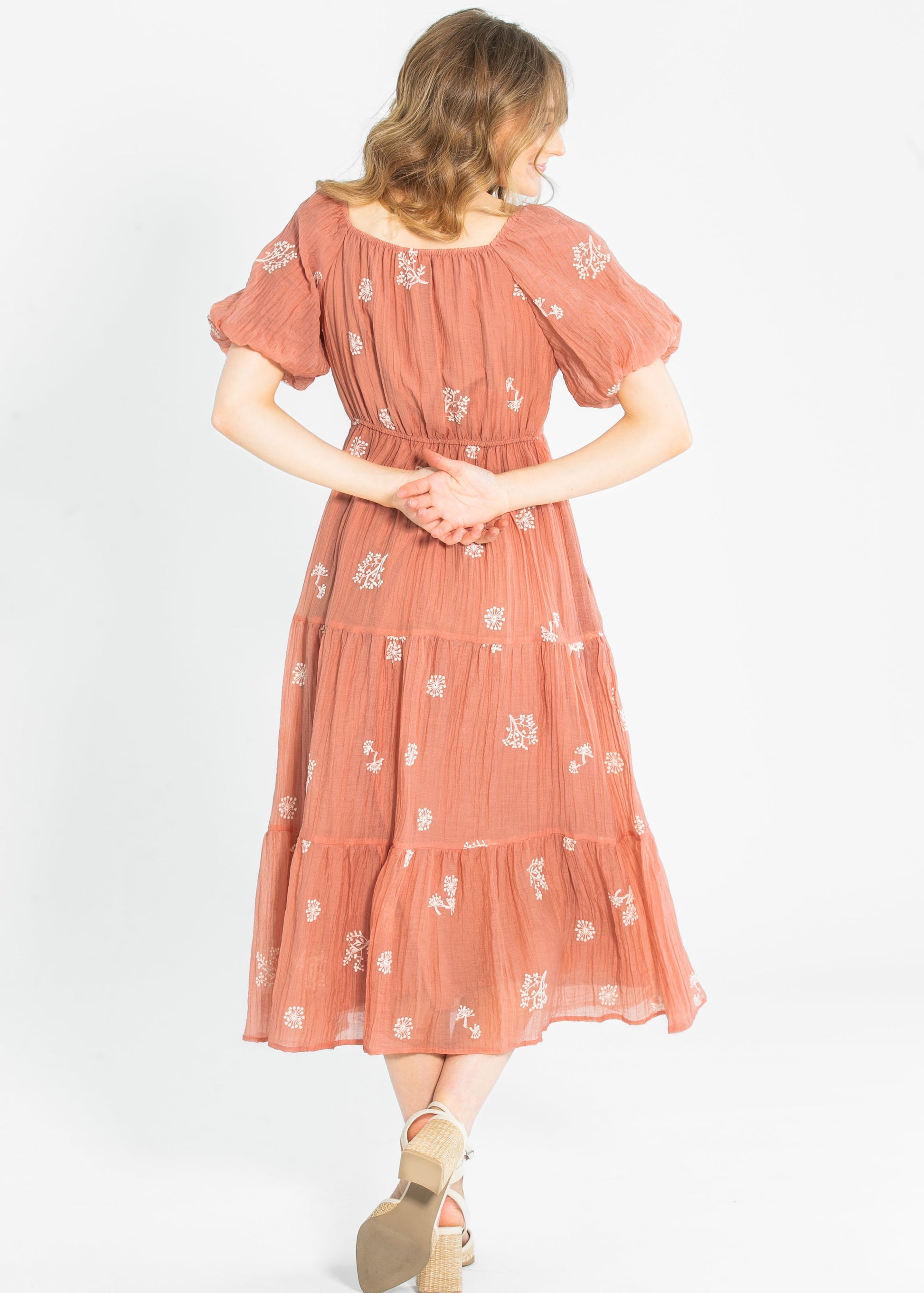 Embroidered Sweetheart Neck Tiered Dress FF Dresses