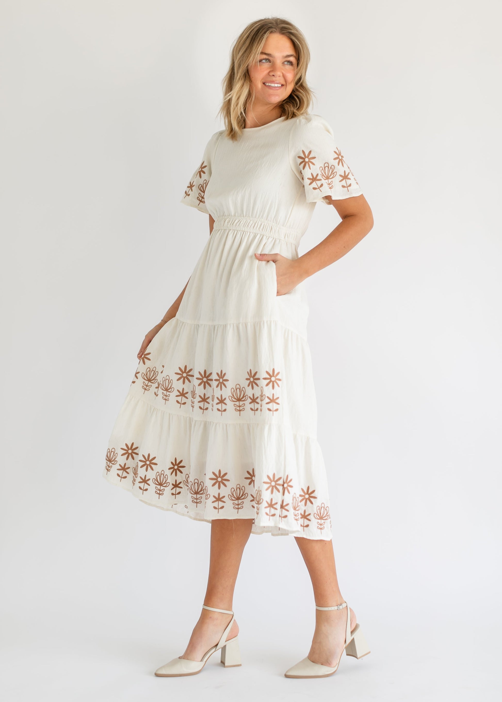 Embroidered Tiered Short Sleeve Maxi Dress Embroidered Tiered Short Sleeve Maxi Dress