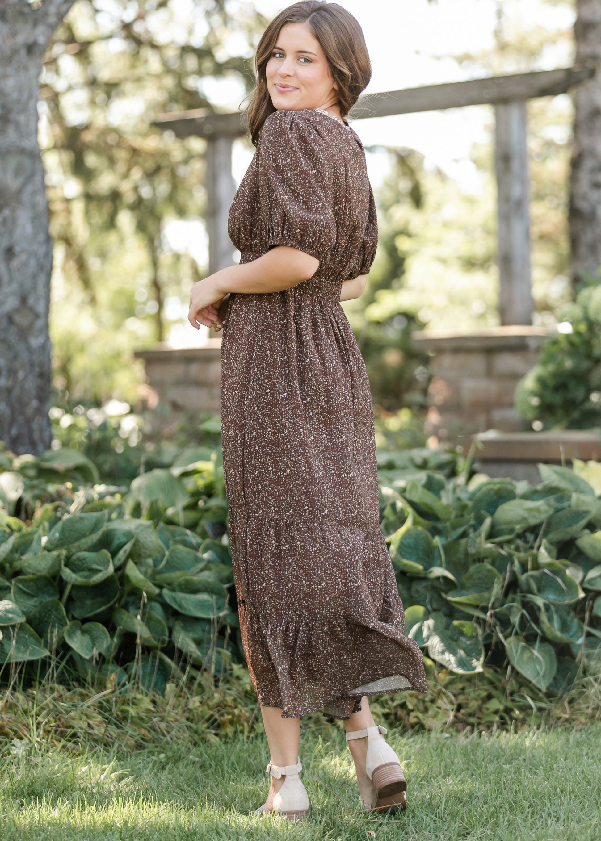 Embroidered V-neck Chiffon Dress FF Dresses