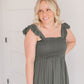 Empire Waist Smocked Olive Midi Dress Dresses