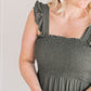 Empire Waist Smocked Olive Midi Dress Dresses