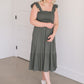 Empire Waist Smocked Olive Midi Dress Dresses