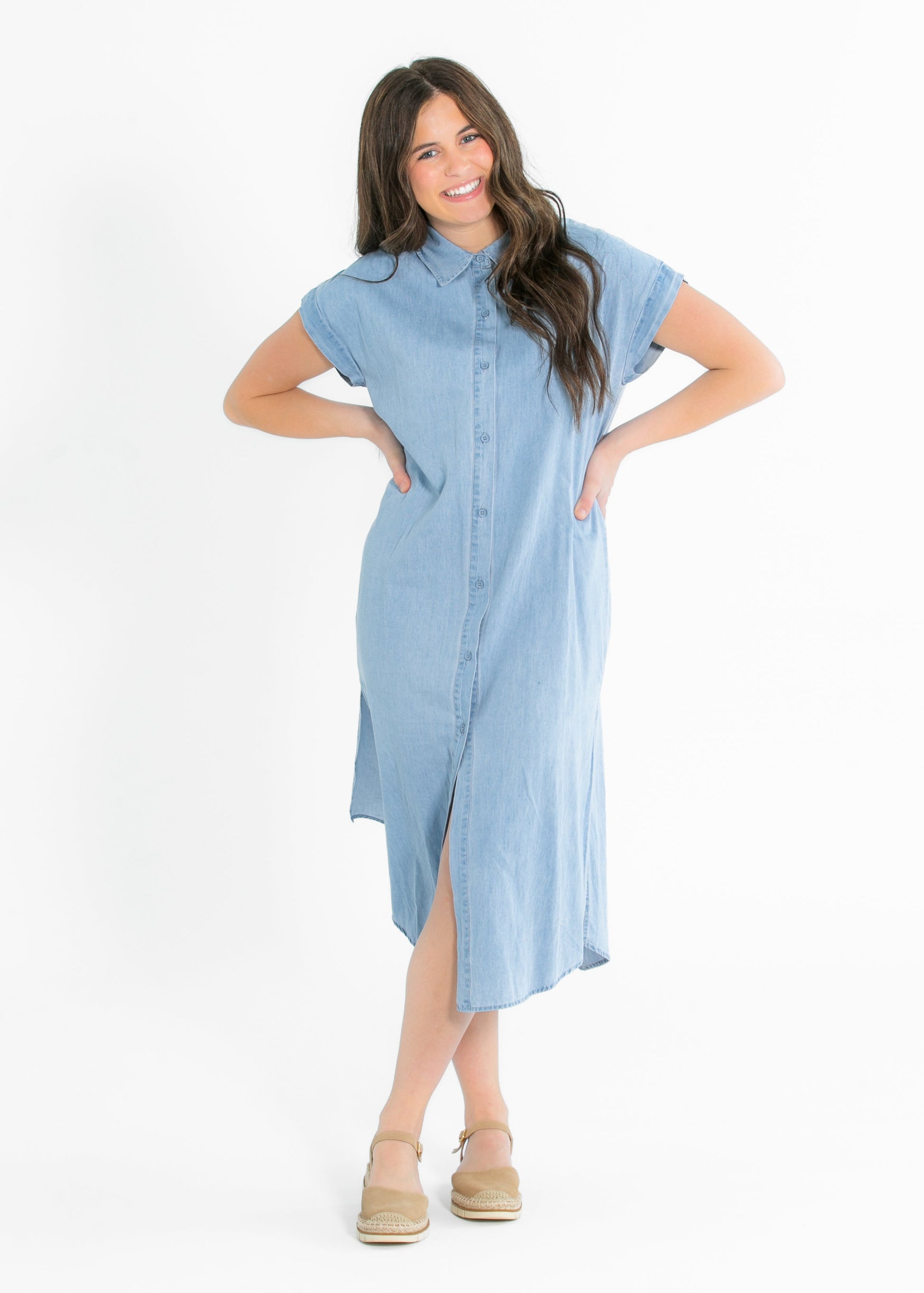 Energize Button Chambray Shirt Dress - FINAL SALE XS Energize Button Chambray Shirt Dress - FINAL SALE XS