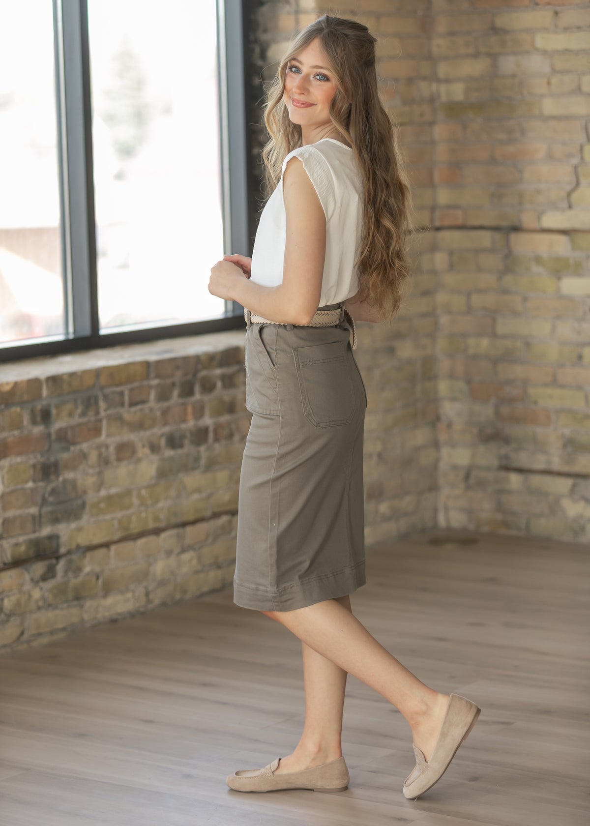 Erica Cotton Twill Midi Skirt - FINAL SALE IC Skirts