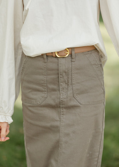 Erica Cotton Twill Midi Skirt IC Skirts